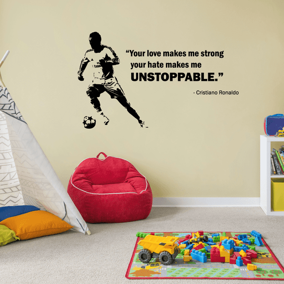 Makes Me Unstoppable Quote Soccer Player Athlete Quotes Wall Sticker for Nursery Bedroom Children Kids World Cup Sport Fans Rooms Home Art Murals Decals Decor Vinyl Decoration Size (8x10 inch)