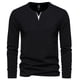 thumbnail image 1 of Camiseta informal de manga larga con cuello en V para hombre: color liso, poliéster, para uso diario, fácil de combinar con vaqueros - L-XXXXXL, 1 of 5