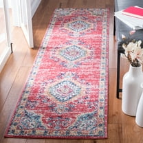 SAFAVIEH Madison Dixie Oriental Runner Rug, Orange/Light Blue, 2'3" x 8'