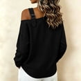 thumbnail image 5 of Dagugfen Womens One Shoulder Sweatshirts Cotton Linen Long Sleeve Adjustable Buckle Breathable Fall Winter Wear Tops(XL,Black), 5 of 5