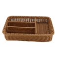 thumbnail image 4 of Cesta de almacenamiento dividida Cesta tejida para cubiertos Soporte multifuncional para utensilios para Marrón oscuro L, 4 of 9