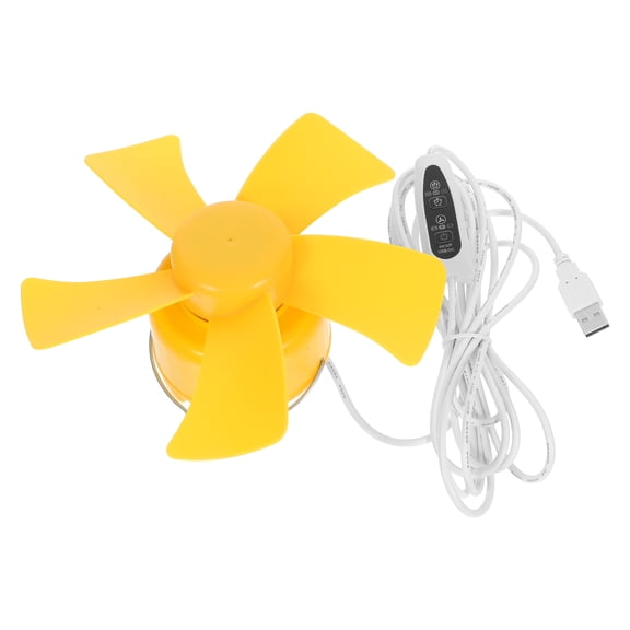 TABLZONE Kids Room Portable Ceiling Fan Yellow Plastic Airflow Mini Hanging 1Pack