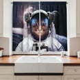 thumbnail image 2 of Ambesonne Space Cat Kitchen Curtains, Cosmos Cluster Zodiac, 55"x45", White and Dark Blue, 2 of 3