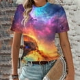 thumbnail image 6 of Ounisa Short Sleeve Women Tops Crewneck Blouses Dressy Casual Summer Starry Sky T Shirts Loose Fit Business Work Clothes, 6 of 6