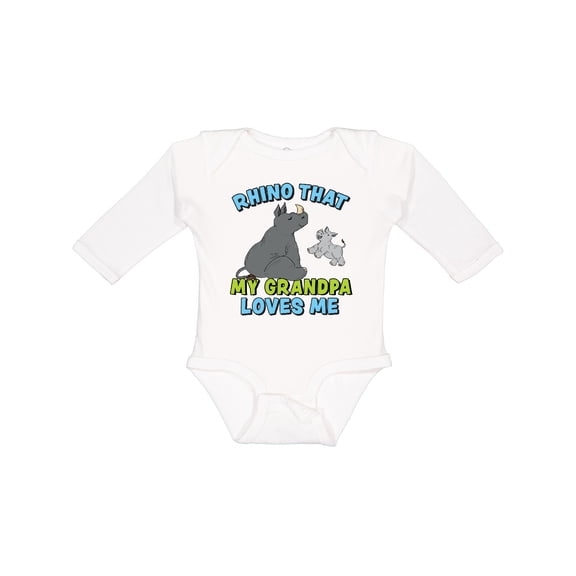 Inktastic Rhino That My Grandpa Loves Me with Cute Rhinos Boys or Girls Long Sleeve Baby Bodysuit