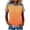#0265-Orange, variant on Uootdi Casual Tops for Women Short Sleeve Ombre Waffle Knit Denim Print Patchwork Soft Comfy Summer Casual Daily Shirts Gift
