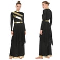 thumbnail image 2 of Aislor Women Liturgical Praise Dance Outfits Long Sleeve Worship Tunic Dress with Wide Leg Pants Black L, 2 of 7