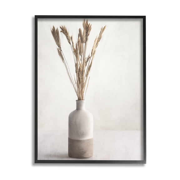 Stupell Industries Neutral Wheat Sprigs Botanical & Floral Painting Black Framed Art Print Wall Art, 11 x 14