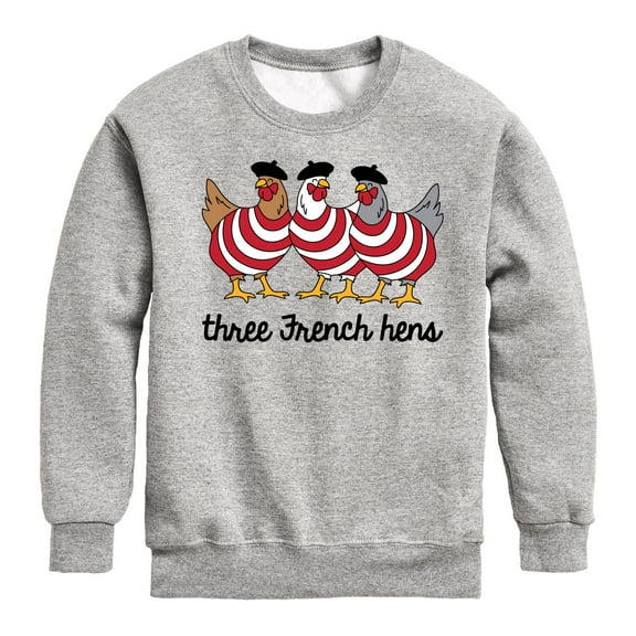Instant Message - Three French Hens Funny Christmas - Toddler & Youth Crewneck Fleece Sweatshirt