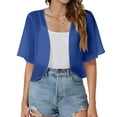 thumbnail image 2 of Dwellite Womens Shrug Chiffon Short Sleeve Shawl Open Front Cardigans Lightweight Bolero for Evening Dressy Blue M, 2 of 4