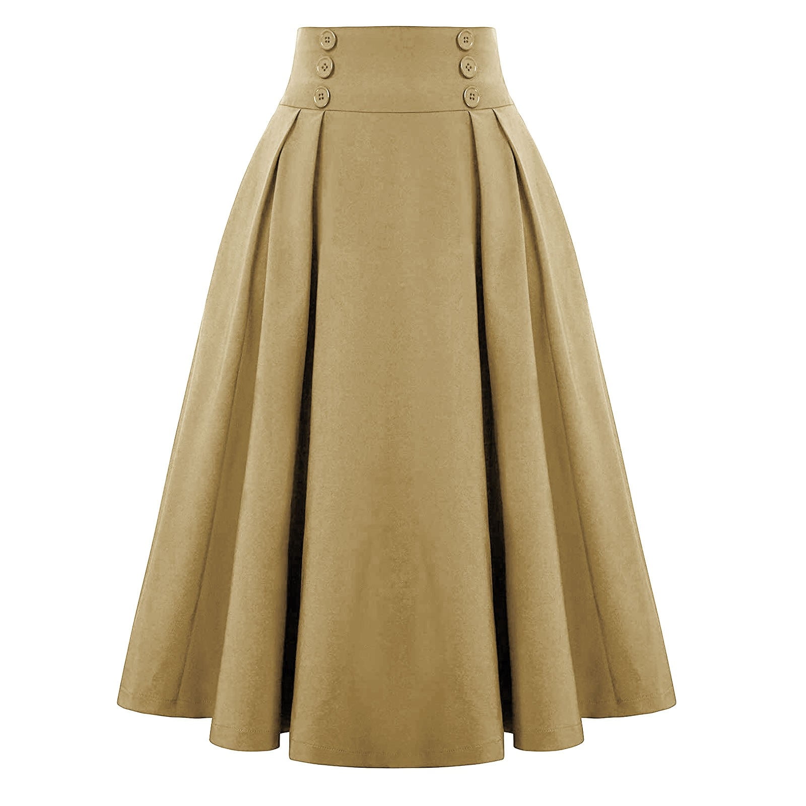 JNGSA Women Plaid Skirt Vintage High Waist Pleated Skirt Solid Color ...