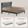thumbnail image 3 of Queen Bed Frame with Upholstered Wingback Headboard and Velcro Assembly Design, Gray, 3 of 8