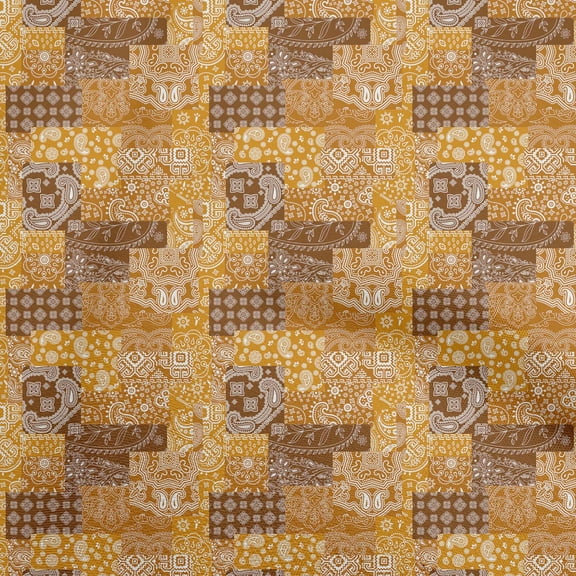 oneOone Polyester Spandex Gamboge Yellow Fabric Patchwork Sewing Material Print Fabric By The Yard 56 Inch Wide