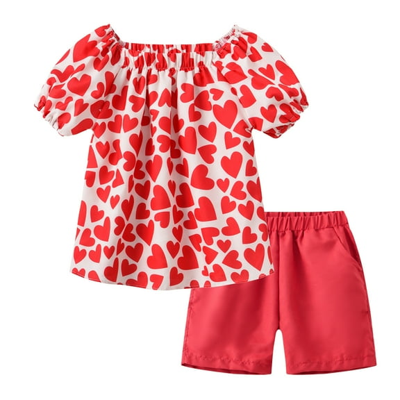ZQUUVOU Toddler Girls Summer Set Casual Short Sleeve Round Neck Short And Shorts Sets B-Pink