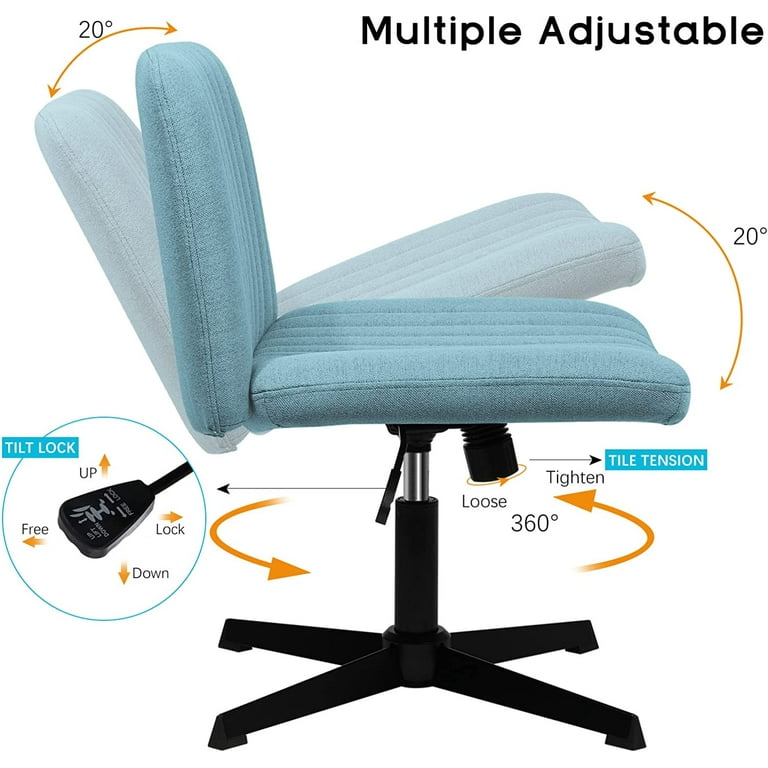 Armless Office Desk Chair No Wheels,Fabric Padded Modern Swivel