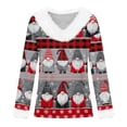 thumbnail image 4 of WJOSBXT Christmas Shirts for Women Faux Fur Trim V Neck Tops Funny Xmas Graphic Tees Fluffy Long Sleeve Holiday Pullover Tee Tops M, 4 of 5