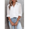 thumbnail image 1 of Chemise à Boutons Texturée Géométrique Blanche pour Femmes, 1 of 4