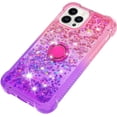 thumbnail image 6 of Cute Clear Case for iPhone 14 Pro Max with Ring Kickstand, Bling Gradient Quicksand Glitter Flowing Liquid Floating Case Cover for iPhone 14 Pro Max JB Pink Mauve, 6 of 14