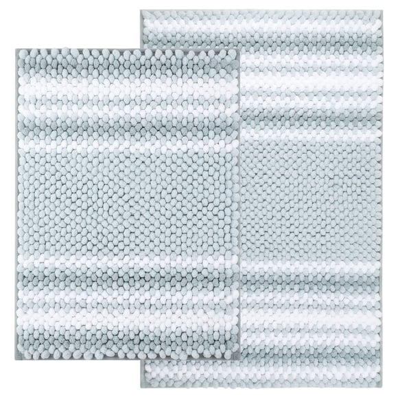 Ensemble de Tapis de Salle de Bain en Chenille Antidérapant Tapis de Bain Shaggy Doux et Absorbant Cyan Clair 17x24 & 20x32 Po