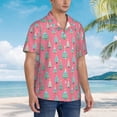 thumbnail image 3 of Balery Pastel Christmas Trees on Pink Camisas hawaianas de manga corta para hombre, camisas playeras de corte holgado, camisas de vacaciones con botones,3X-Large, 3 of 7