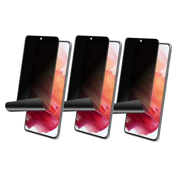 3 Pack Privacy Screen Protector for Samsung Galaxy S21 Plus - TPU Film Fingerprint Works Anti-Peep Anti-Spy 3D Edge Case Friendly