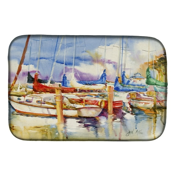 End Stall Sailboats Dish Drying Mat