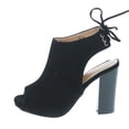 thumbnail image 2 of Chase & Chloe Marcy-1 Women's Back Lace Up Cut Out High Block Heel Ankle Booties, Black, 9, 2 of 7