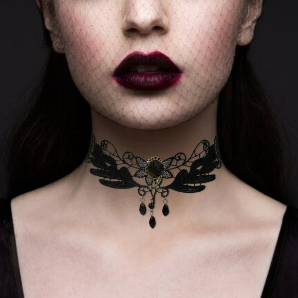 Choker Necklaces Black Lace Pendant Jewelry Punk Chain Accessories for Women Gothic Fashion Statement