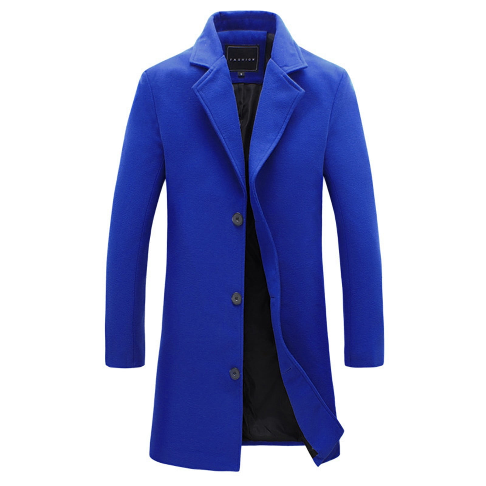 HAXMNOU Men Wool Coat Winter Trench Coats Long Sleeve Button Up