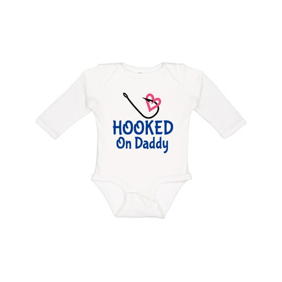 Inktastic Fishing Hooked on Daddy Boys or Girls Long Sleeve Baby Bodysuit