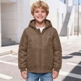 thumbnail image 7 of Boys Midweight Puff Jacket with Hood Warm Relaxed Fit Casual Zip Up Kids Winter Coats Khaki 8 Years, 7 of 7