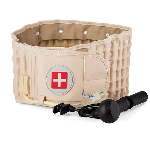 Decompression Back Belt Lumbar Spine Support Lower Back Air Traction Device with Hand Pump Extension Pad Fit for All Waist Size Mom Dad Gift