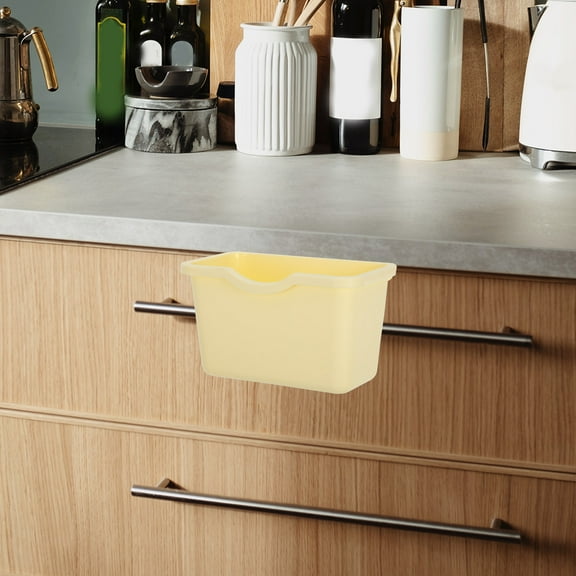 Raindrops Kitchen Trash Can Wall-Mounted Under Sink Garbage Can Countertop Compost Bin Hanging Small Trash Can For Cupboard Bathroom Bedroom Office Light Yellow