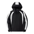 thumbnail image 2 of QATAINLAV Mens Drawstring Hooded Windbreaker Jackets Casual Waterproof Rain Jacket Full Zip up Color Block Outerwear Black,L, 2 of 8