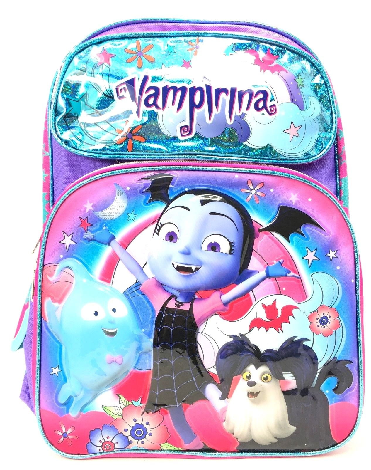 Disney Vampirina Shine Blue Girls 16" Large Backpack…
