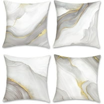 Grey Gold Marble Throw Pillow Covers 18 x 18 Inch Modern Abstract Marble Texture Decorative Pillows Case Soft Velvet Cushion Covers for Couch Sofa Bed Home Decor Set of 4