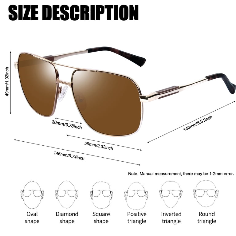 Classic Trendy Square Sunglasses with UV400 Protection Metal Frame Polarized Womens Sunglasses Square Metal Frame Flat Top Bar Black Gold  main image 3