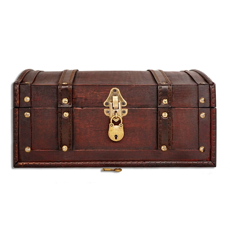 Brynnberg 12x7.9x6 Wooden Vintage Pirate Treasure Chest Storage Box