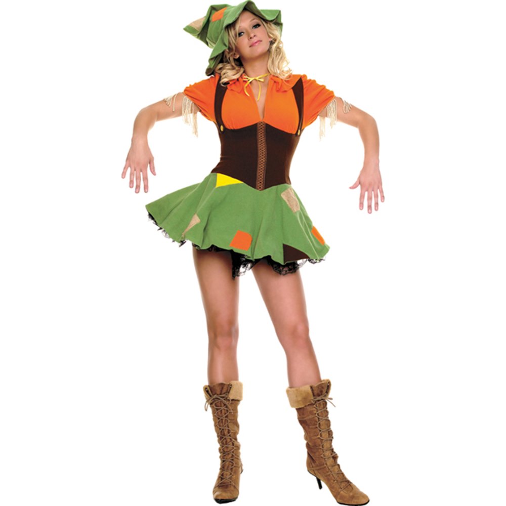 Leg Avenue Womens 'Cutie Scarecrow' Halloween Costume, Green/Orange