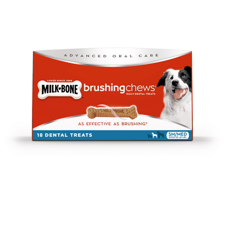 Milk-Bone Brushing Chews Daily Dental Treats, Small/Medium, 14.14-Ounce Value Pack - 18 Bones