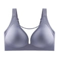 thumbnail image 4 of Alun Comfortable and Wide Shoulder Strap Bras for Women Breathable Lace Splicing V-Neck Wireless Seamless Bralette Solid Color Simple Stylish for Large Everyday Wear Blue XXXXXL, 4 of 5