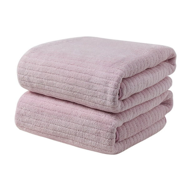 Juego de toallas de baño de terciopelo superabsorbentes | Tejido polar extra grueso y suave | Toalla de secado rápido para cabello y cuerpo para adultos | Diseño de rayas para el hogar, la playa y e