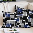 thumbnail image 2 of Navy Blue Black Geometric Throw Pillow Covers, Modern Color Block Abstract Soft Breathable Pillow Cases with Invisible Zipper for Sleeping, Standard Pillowcases for Couch Bed Sofa Chair 20x26 Inches, 2 of 9