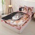 thumbnail image 3 of Manfei Cute Kitten Zipper Twin Comforter Sets with Fitted Sheet and 2 Pillowcases, Pet Animal Zipper Bedding Set, Pink, Pink Reversible, 4pcs, 3 of 7