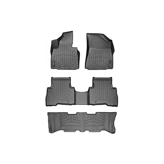 WeatherTech Custom Fit FloorLiners compatible with 2014-2015 Kia Sorento - Complete Set (1st, 2nd, & 3rd Row), Black