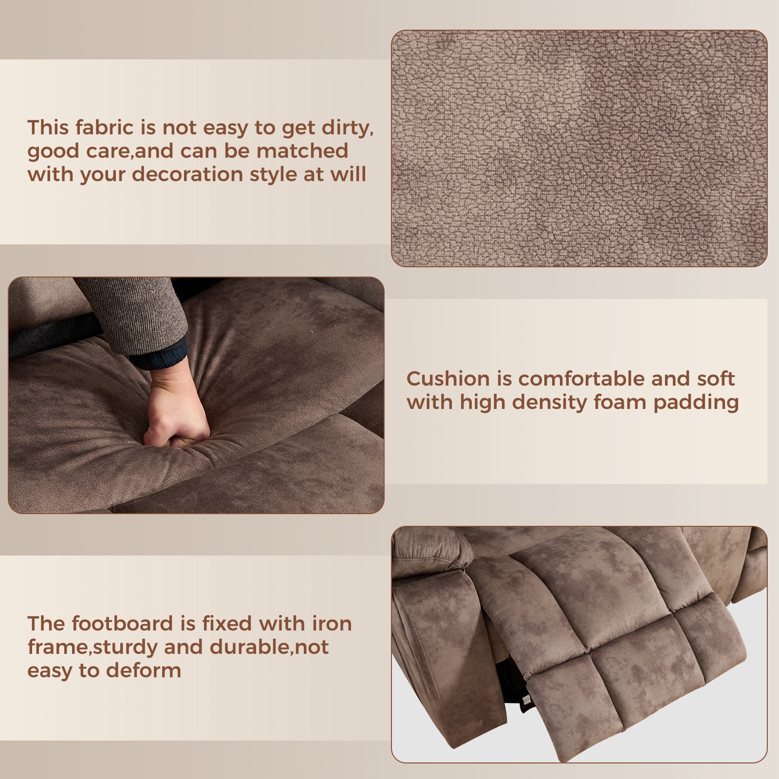 Bonzy Home 2-Piece Recliner Sofa Set — Reclining Loveseat & Extra-Wide 3-Seat Bonded Fabric Sofa, Camel