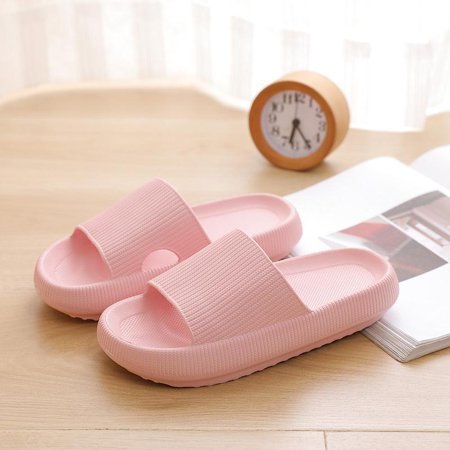 

Casual Comfortable Women s and Men s Cloud Slippers EVA Material Shower Slippers Bathroom Sandals Cushioned Platform Indoor Sandals(pink)