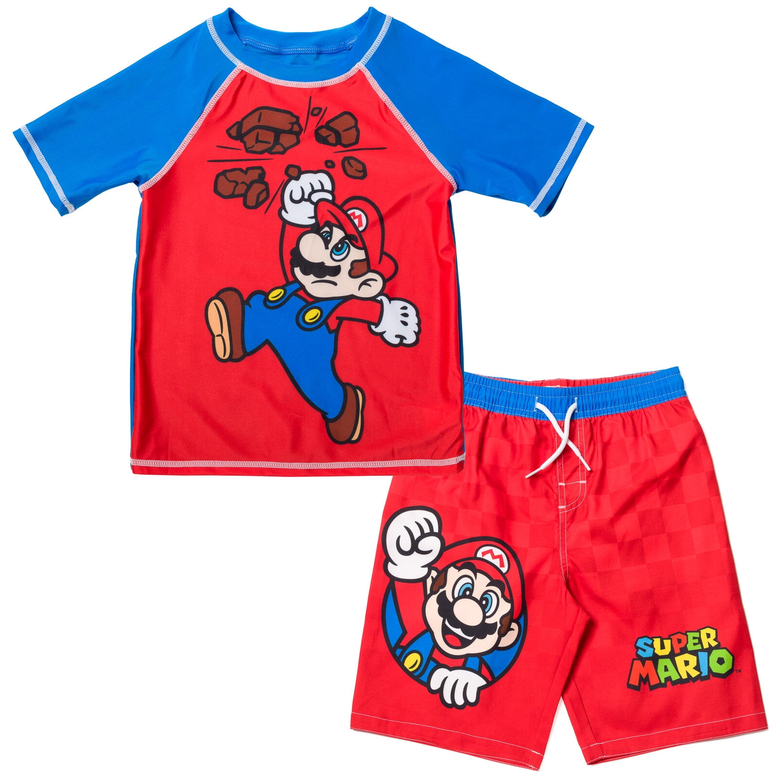 SUPER MARIO Nintendo Toddler Boys Rash Guard and Swim Trunks Outfit Set ...