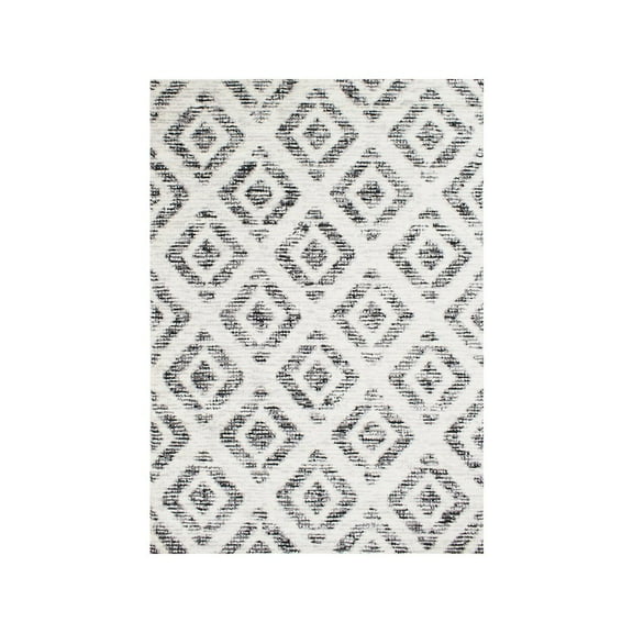 Novelle Home Meridian Grey Diamond Distressed Rug