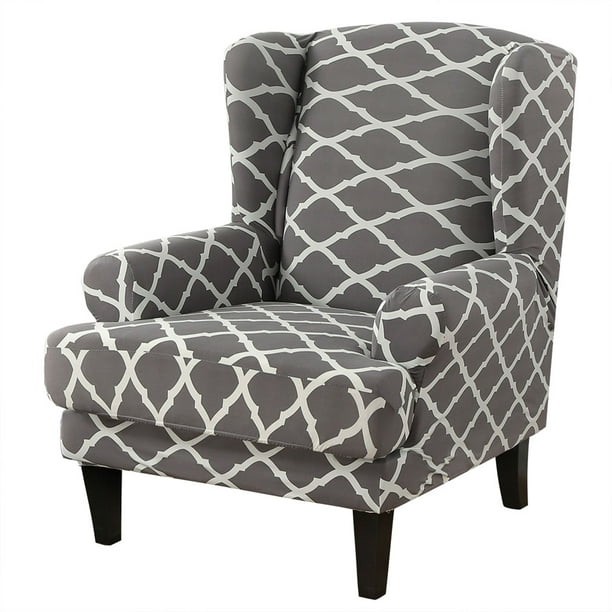Stretch 2Piece Wing Chair Slipcover Wingback Chair Cover Washable Sofa